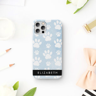 Dog Paws, White Paws, Blue Watercolors, Your Name iPhone 16 Case