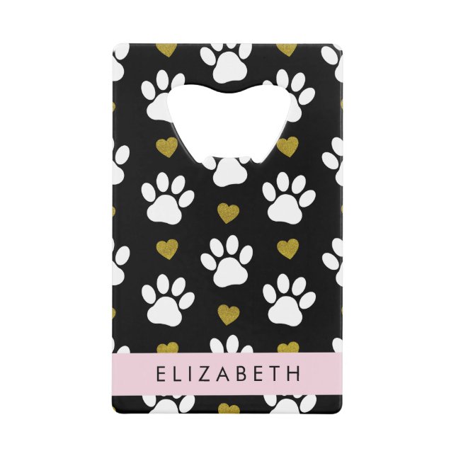 Dog Paws, White Paws, Gold Hearts, Your Name (Front)