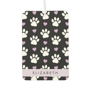 Dog Paws, White Paws, Lilac Hearts, Your Name Car Air Freshener