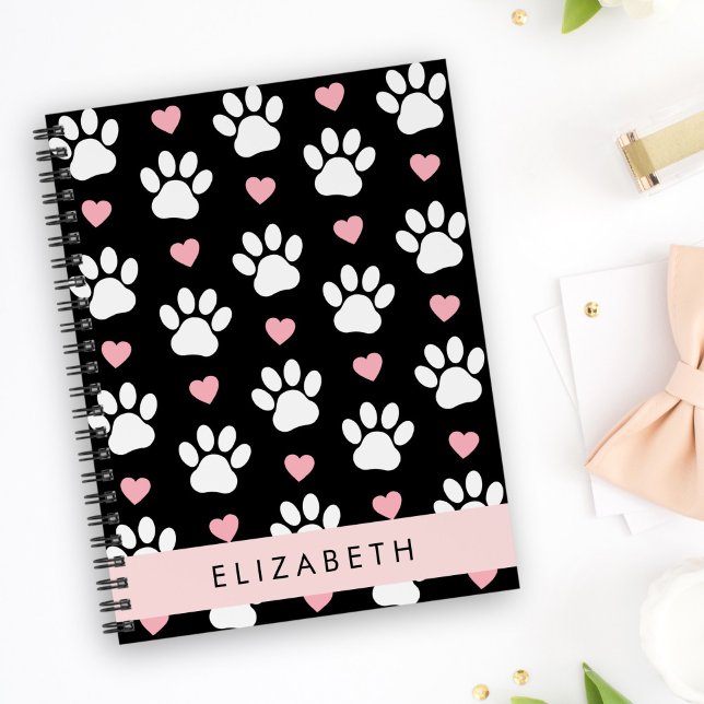 Dog Paws, White Paws, Pink Hearts, Your Name Notebook (Creator Uploaded)