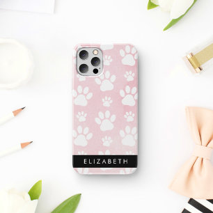 Dog Paws, White Paws, Pink Watercolors, Your Name iPhone 16 Case