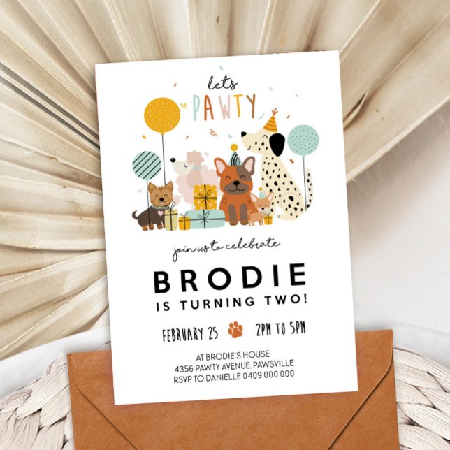 Dog Pawty Invitation Puppy Invitation Modern (Creator Uploaded)