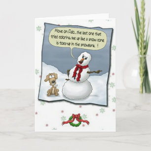 Dog Peeing on Snowman Threat Greeting Card