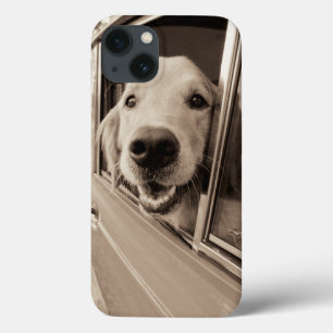 Dog Peeking Out a Car Window iPhone 13 Case