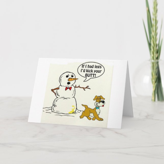 Dog Pees on Snowman Holiday Card (Front)
