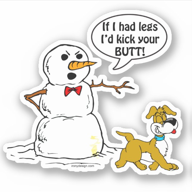 Dog Pees on Snowman Joke Contour Cut (Front)