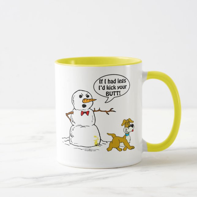 Dog Pees on Snowman Joke Mug (Right)