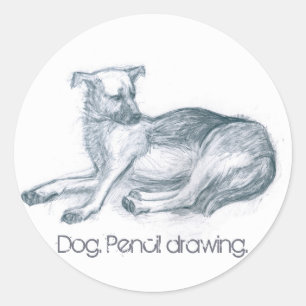 Dog. Pencil drawing. Classic Round Sticker