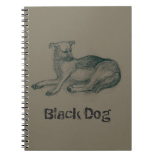 Dog. Pencil drawing. Notebook