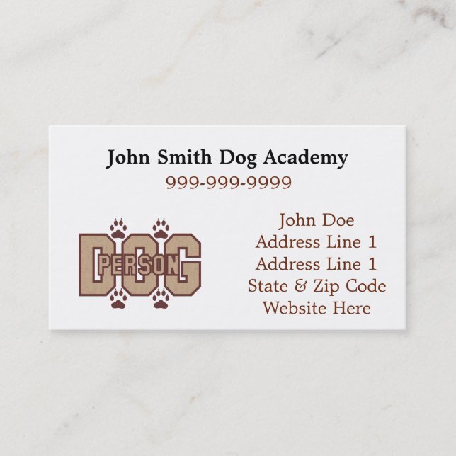 Dog Person Business Cards (Front)