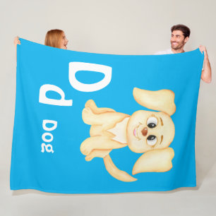 Dog personalise ABC: Letter D - Add Your Name Fleece Blanket