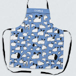 Dog Personalised Apron<br><div class="desc">Fun cartoon dog pattern on a blue background, which can be changed in the design tool. Change the name to personalise. Original art by Nic Squirrell. Perfect for dog moms and dads and animal and pet lovers.</div>