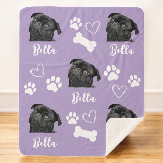Dog Personalised Love Pet 5 Photo Collage Sherpa Blanket (Creator Uploaded)
