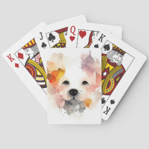 Dog Pet Animal Nature Watercolor Art Painting Playing Cards