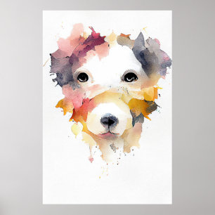 Dog Pet Animal Nature Watercolor Art Painting Poster