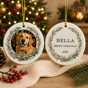 Dog Pet Christmas Personalised Photo Ceramic Ornament