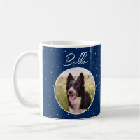 Dog Pet Custom Photo Name Blue Snowflakes