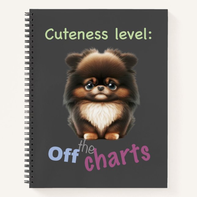 Dog Pet Cuteness Level Cute Adorable Funny Quote Notebook (Front)