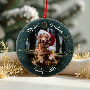 Dog Pet First Christmas Photo Rusti Fairy Trees Ceramic Ornament