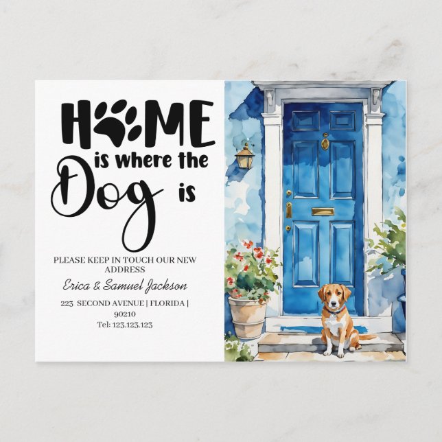 dog pet has moved! new address announcement  (Front)