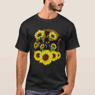 Dog Pet Hippie Sunflower Dog Owner Floral Doberman T-Shirt
