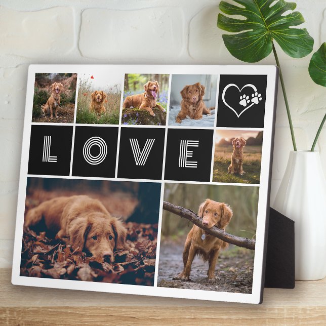 Dog Pet Love Heart Paws Photo Collage Plaque (Creator Uploaded)