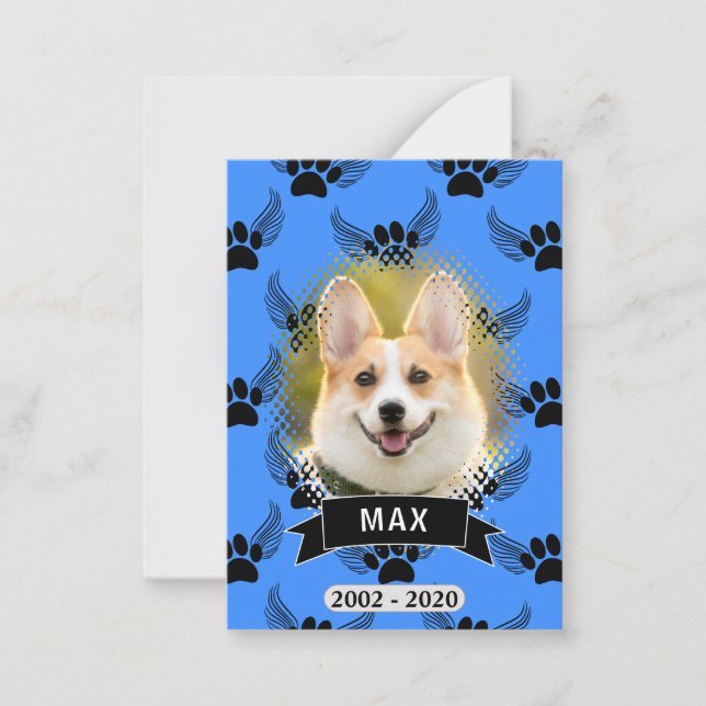 Dog Pet Memorial Custom Blue Card (Front)