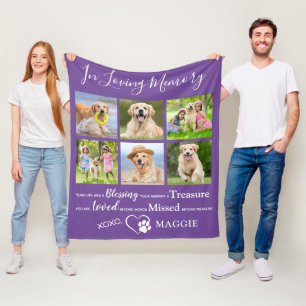 Dog Pet Memorial Pet Loss Gift 6 Photo Collage Fleece Blanket