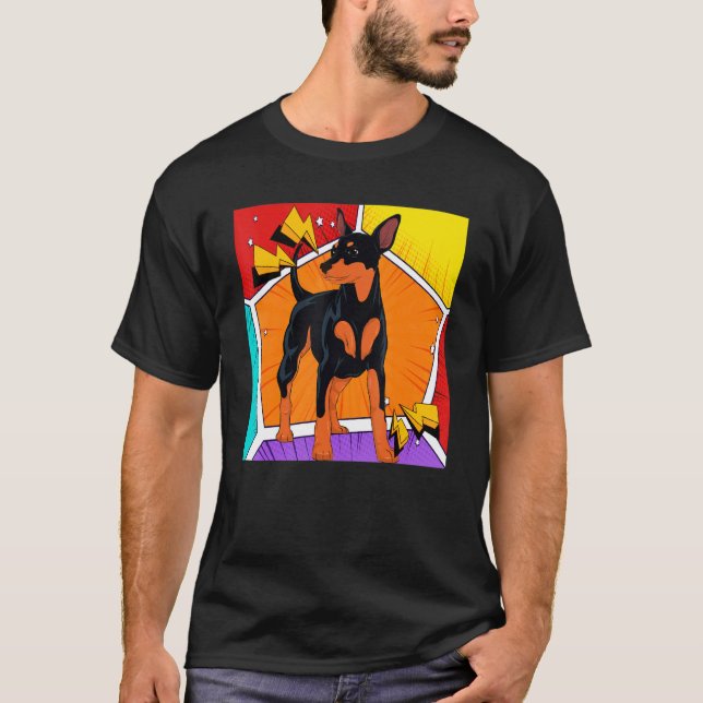 Dog Pet Min Pin Dog Owner Animal Pop Min Pinscher T-Shirt (Front)