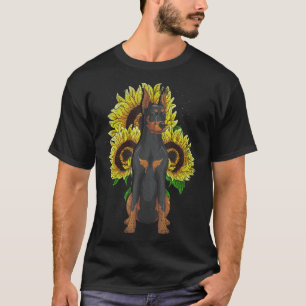 Dog Pet Owner Hippie Sunflower Dog Owner Doberman T-Shirt