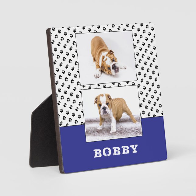 Dog Pet Paw Print 2 Photo Collage Keepsake  Plaque (Front)