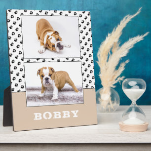 Dog Pet Paw Print 2 Photo Collage Keepsake Plaque