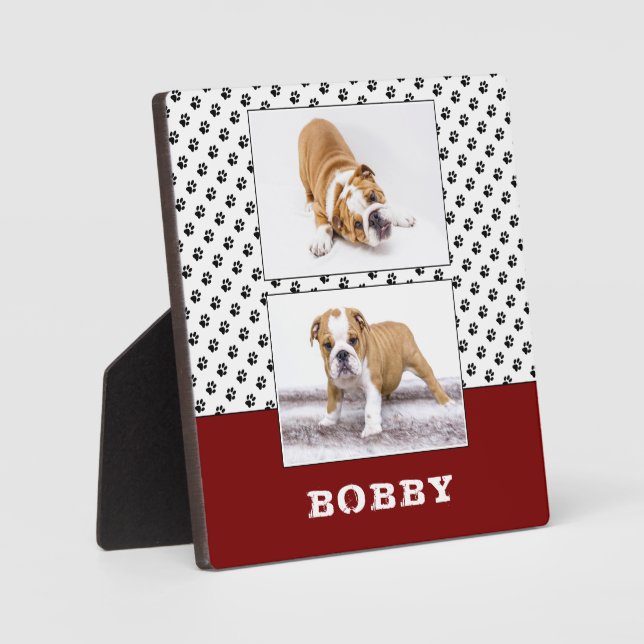 Dog Pet Paw Print 2 Photo Collage Keepsake  Plaque (Front)