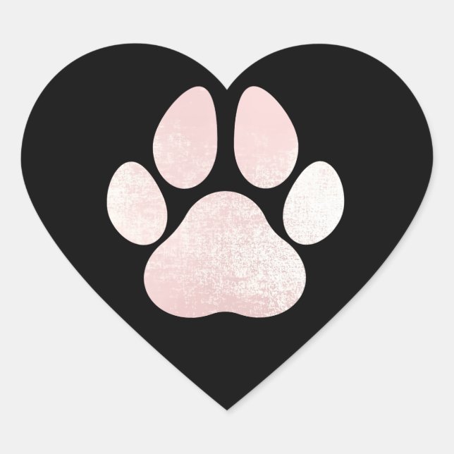 Dog Pet Paw Rose Black Glitter Heart Spark Sticker (Front)