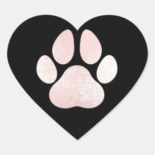 Dog Pet Paw Rose Black Glitter Heart Spark Sticker