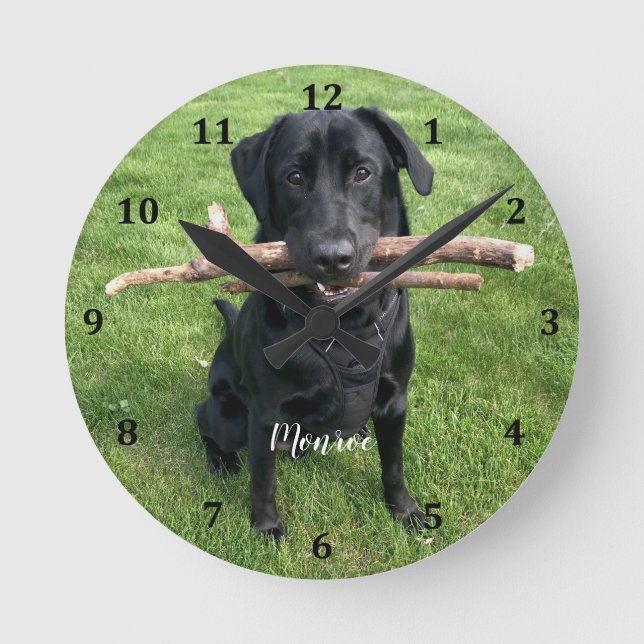 Dog Pet Personalised Name and Photo  Round Clock (Front)