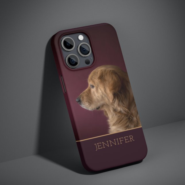 Dog Pet Photo Golden Retriever Personalised Name Case-Mate iPhone Case (Creator Uploaded)