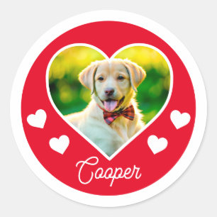 Dog Pet Photo Heart Personalised Christmas Classic Round Sticker
