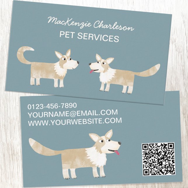 Dog Pet Services QR Code Business Card (Creator Uploaded)