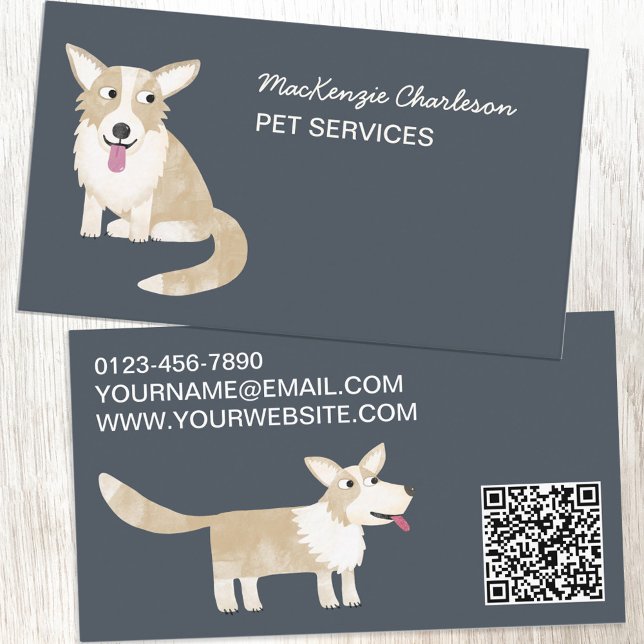 Dog Pet Services QR Code Business Card (Creator Uploaded)