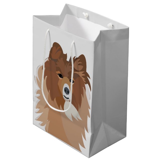 Dog Pet Sheltie Dog  Medium Gift Bag (Front Angled)