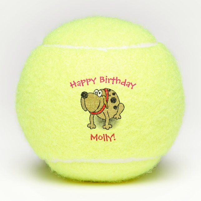 Dog Pet Toy Cute Birthday Tennis Balls (Front)