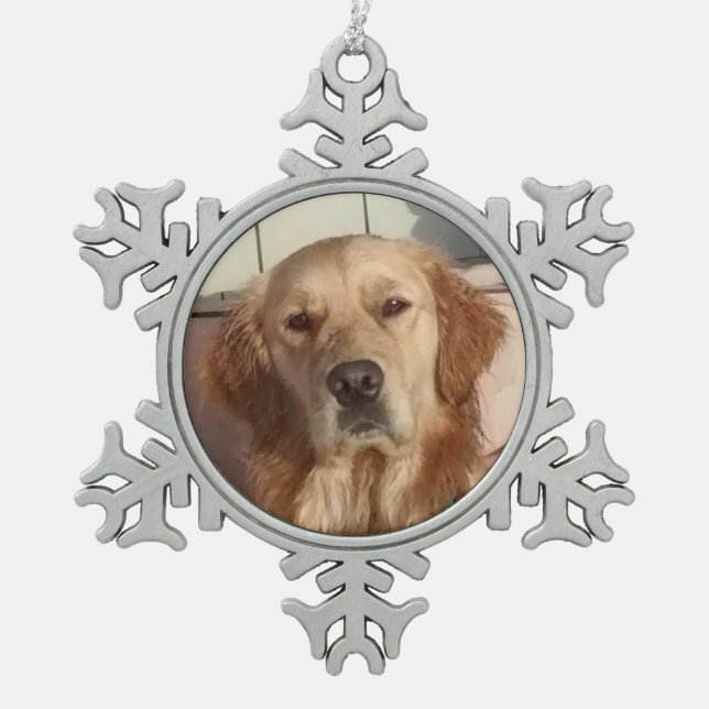 Dog Pewter Snowflake Ornament (Front)