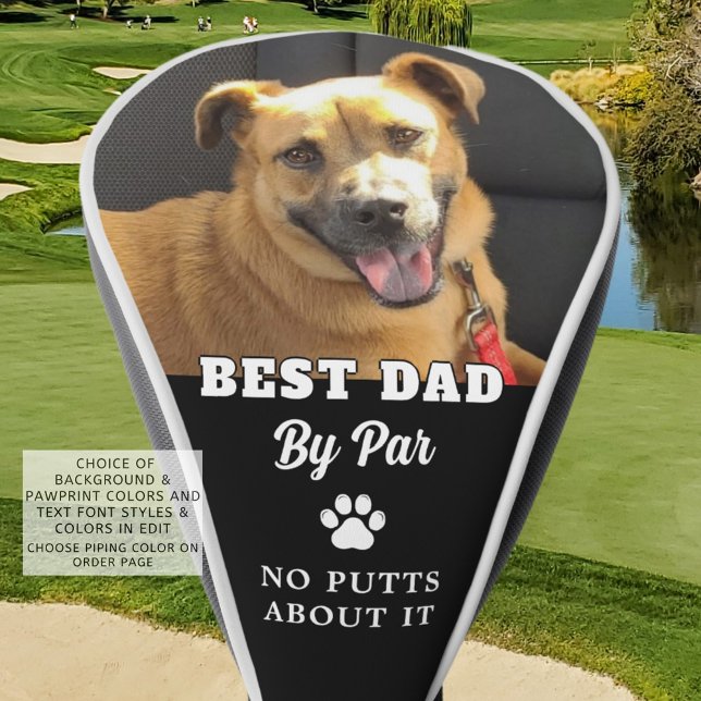 Dog Photo BEST DAD BY PAR Funny Custom Golf Head Cover (Creator Uploaded)