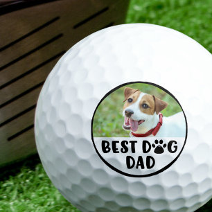 Dog Photo BEST DOG DAD Pawprint Golf Balls