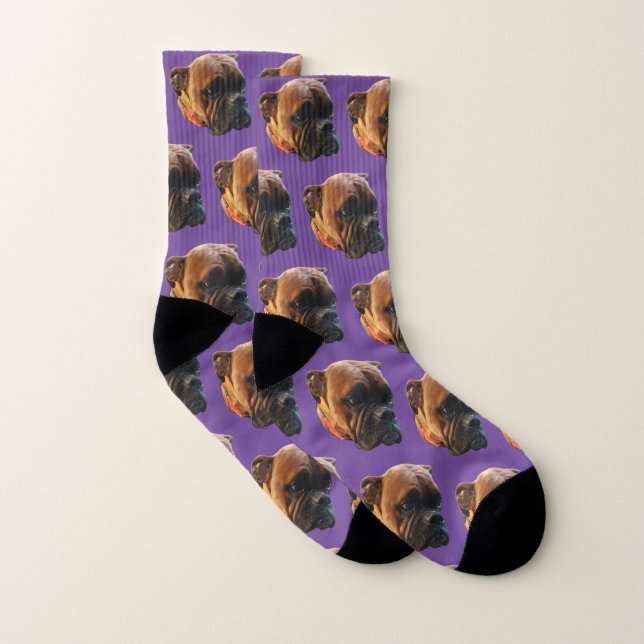 Dog Photo Boxer Puppy Socks (Pair)