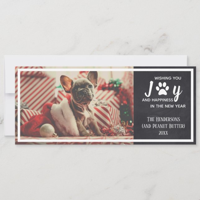 Dog Photo Chalkboard Christmas Pet Holiday Card (Front)