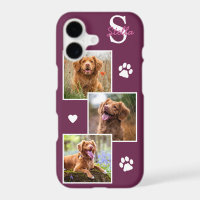 Dog Photo Collage Monogram Magenta Pet