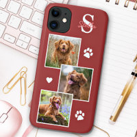 Dog Photo Collage Monogram Terra Cotta Pet