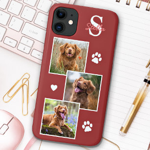 Dog Photo Collage Monogram Terra Cotta Pet iPhone 15 Mini Case